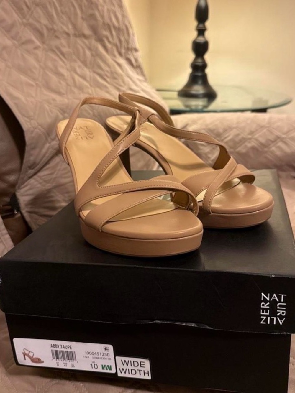 Naturalizer Abby Taupe Wide-Width Platform Sandal